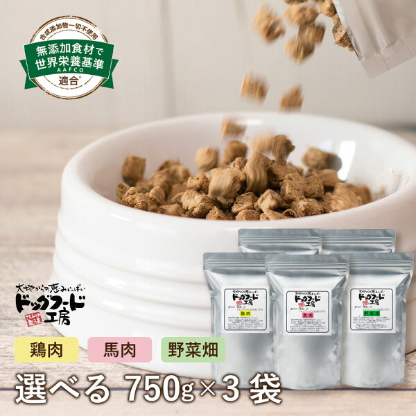 国産無添加ドッグフード工房選べる750g×3袋セット|馬肉鶏肉野菜無添加ドッグフードドッグフードドックフードナチュラル超小型犬小