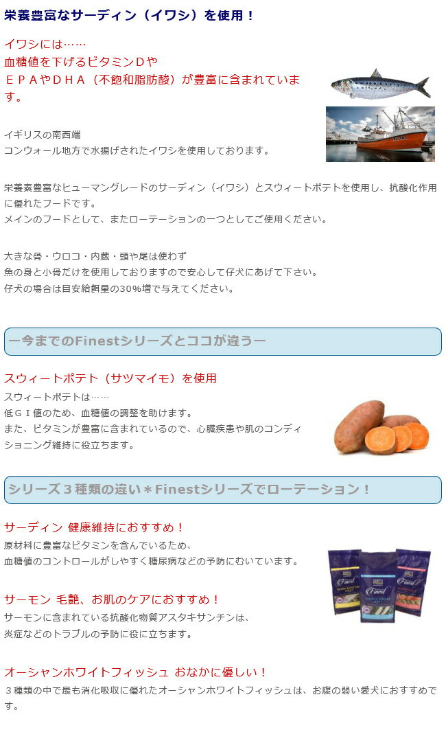 フィッシュ4ドッグ ファイネスト サーディン 12kg犬用 ドッグフード 魚 ドライフード FISH4DOGS あす楽当日発送