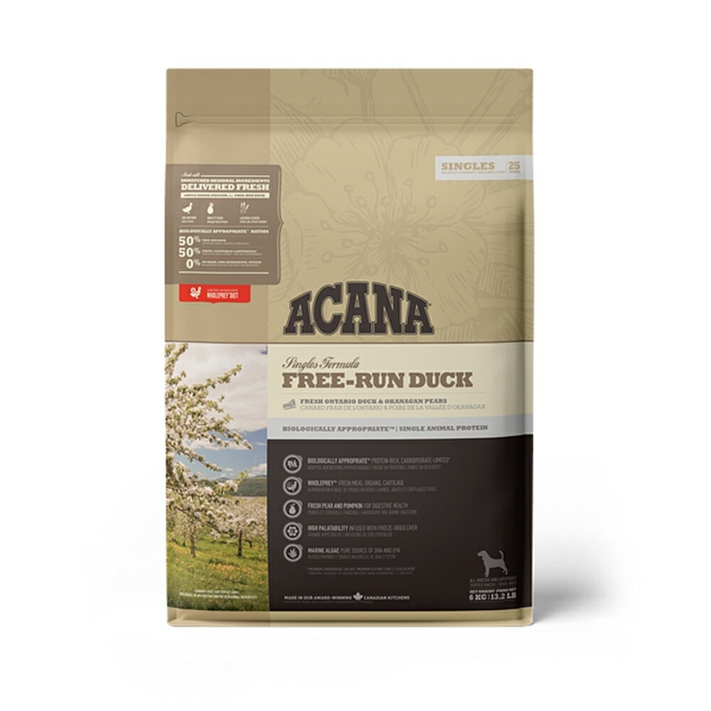 Premium - 犬用 ドッグフード ACANA アカナ フリーランダック 6kg 穀類不使用 食物アレルギーに配慮 プレミアムフード アカナ トランペッツ Trumpets 【D】