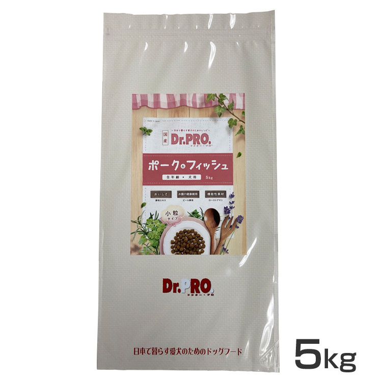 乐天商城 - ドッグフード ドクタープロ 犬用 Dr.PRO. ポーク＆フィッシュ オールステージ 5kg ペットフード ドライ 小粒 pork&fish 全年齢 総合栄養食 ニチドウ