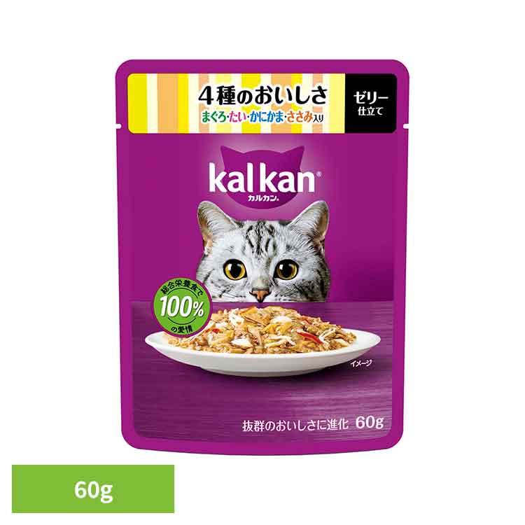 Rakuten - カルカン パウチ 4種のおいしさ まぐろ・たい・かにかま・ささみ入り 60g KP126猫 キャット キャットフード マース ウェット パウチ まぐろ たい かにかま ささみ マースジャパンリミテッド