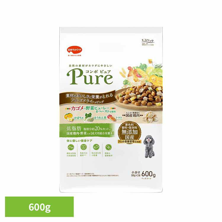 Rakuten - コンボピュアドッグ低脂肪600g 1011333 日本ペットフード ドッグフード 着色料無添加 香料無添加 保存料無添加 フリーズドライ カゴメ 総合栄養食 小分け 日本ペットフード株式会社