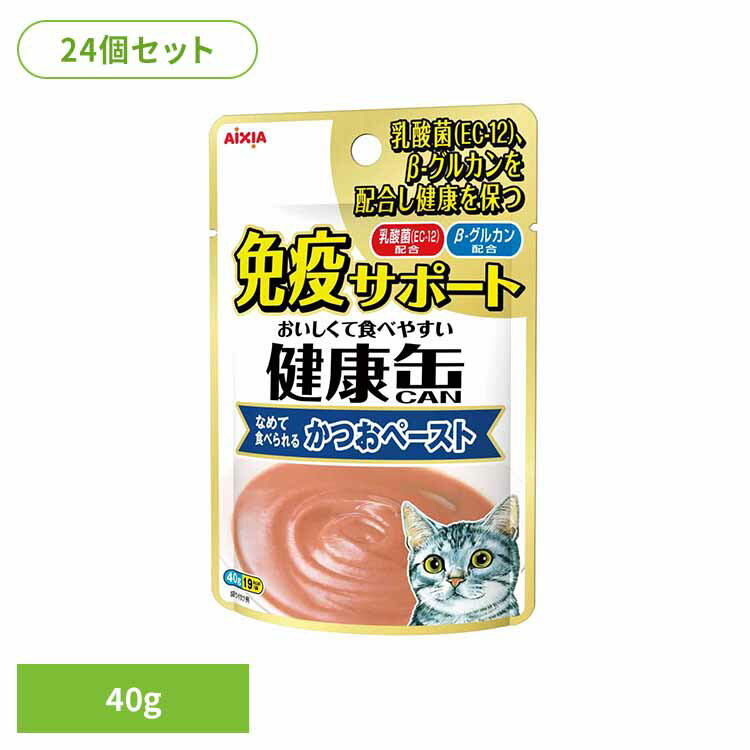 Rakuten - 【24個】健康缶パウチ 免疫サポート かつおペースト 40g 3001101猫 キャットフード ウェットフード ウェットタイプ レトルト パウチ ミネラル 浸透圧 健康 アイシア株式会社