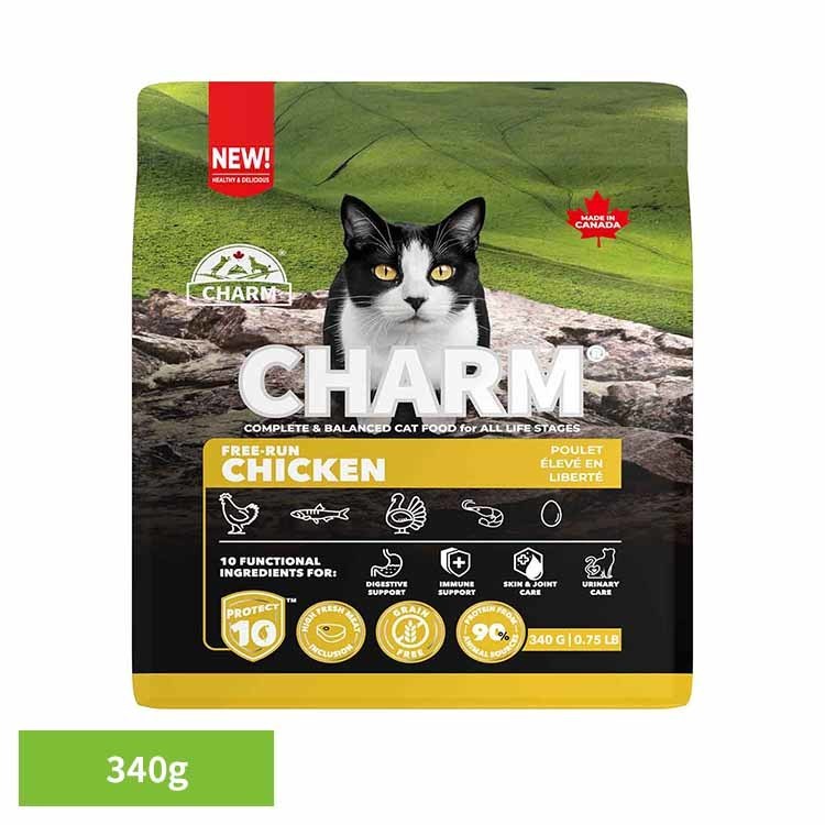 乐天商城 - CHARM フリーランチキンキャットフード 340g チャーム キャットフード プレミアムフード グレインフリー 猫 ナチュラル アレルギー 小粒 無添加 肥満 チャーム