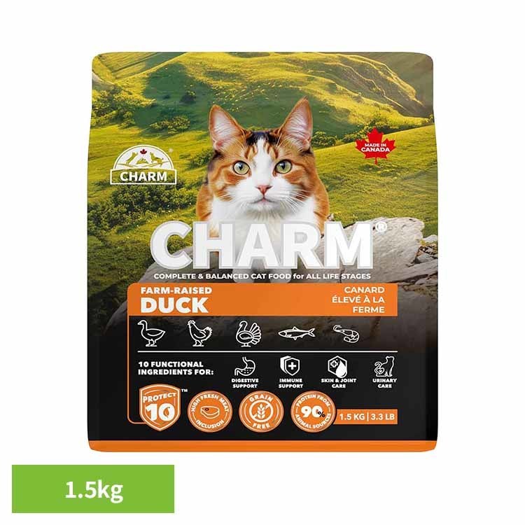 Rakuten - CHARM ファームレイズドダックキャットフード 1.5kg チャーム キャットフード プレミアムフード グレインフリー 猫 ナチュラル アレルギー 小粒 無添加 肥満 チャーム