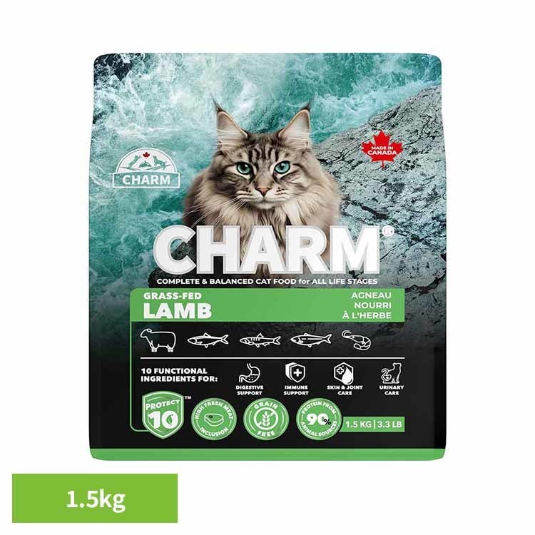 Rakuten - CHARM グラスフェッドラムキャットフード 1.5kg チャーム キャットフード プレミアムフード グレインフリー 猫 ナチュラル アレルギー 小粒 無添加 肥満 チャーム