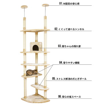 【200円クーポン対象!】キャットタワー 突っ張り ツインポール ベージュ ブラウン ネイビー 送料無料 スリム 省スペース おしゃれ コーナー 猫タワー 多頭飼い 複数飼い おもちゃ 爪とぎ 爪みがき 運動不足 ドッグパーク 【D】【rank2】