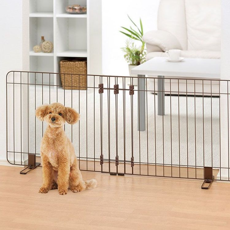 [週末限定全品P2倍！7日12時〜]ペットゲート ペットフェンス 置くだけ 伸縮 伸縮スタンド簡易ペットゲート 120-180 ブラウン 送料無料 ゲート ペットゲート 仕切り 通り抜け防止 簡単設置 リッチェル