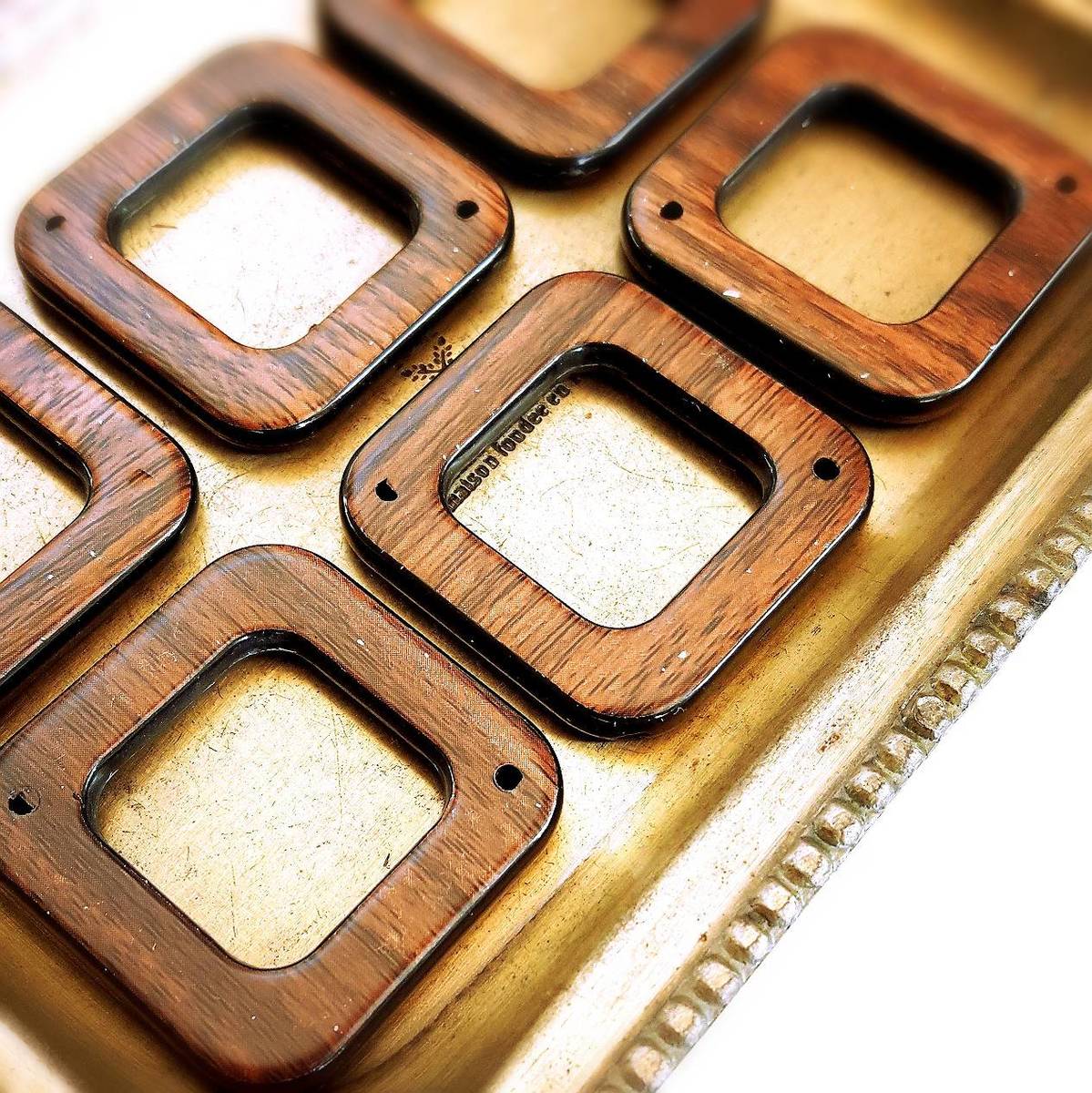 【道後雑貨店4-8】4個 ※ウッド風 ハンドメイド アクセサリーパーツ アクリルストーン アクリルビーズ ..