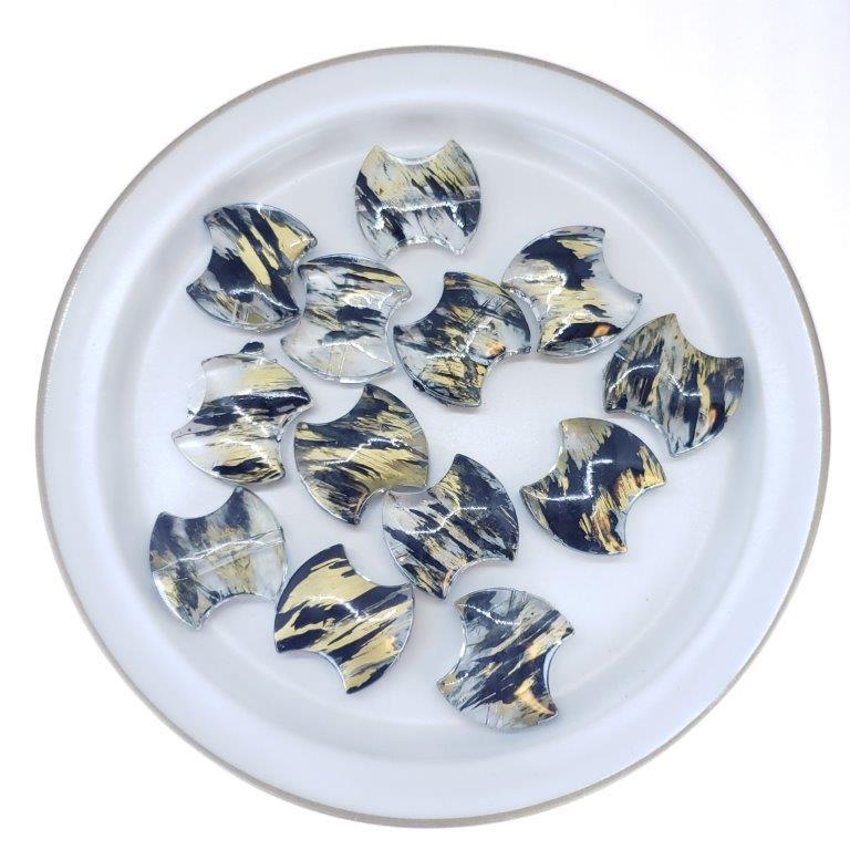 【道後雑貨店33】10個 ※アクリル変形パーツ　ブラックゴールド　ハンドメイド アクセサリーパーツ アク..