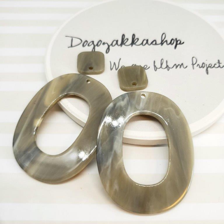 【道後雑貨店11】4個(大小各2個）　オーバルセットパーツ グレー　ハンドメイド アクセサリーパーツ ア..
