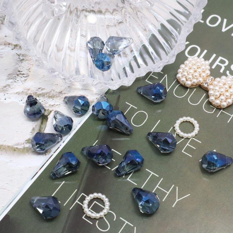 【道後雑貨店】10個 ※しずく型クリアパーツ　ブルー　ハンドメイド アクセサリーパーツ アクリルストー..