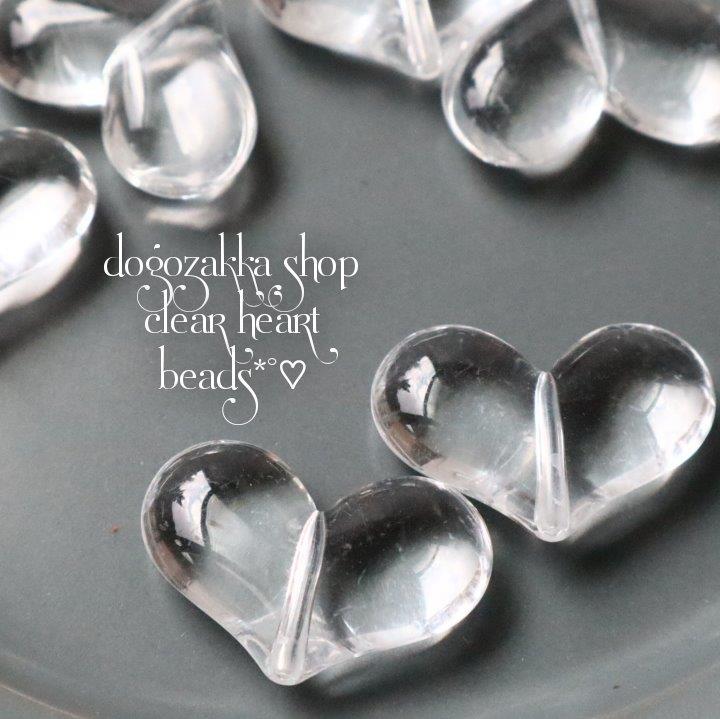 【道後雑貨店】夏にオススメ　6個 　ぷっくりハート型クリアパーツ（縦穴付き）　ハンドメイド アクセ..