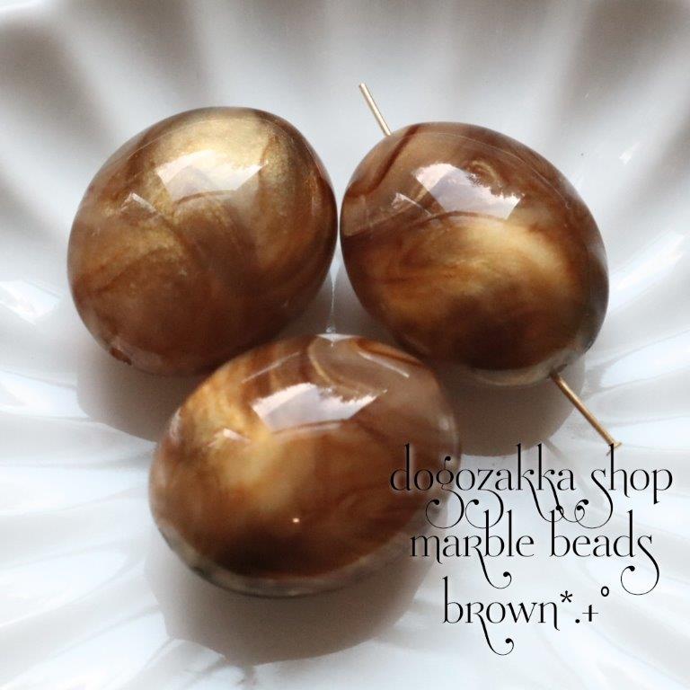 【道後雑貨店】6個 　オーバルマーブルビーズゴールド　 アクリルストーン アクリルビーズ チャーム レ..