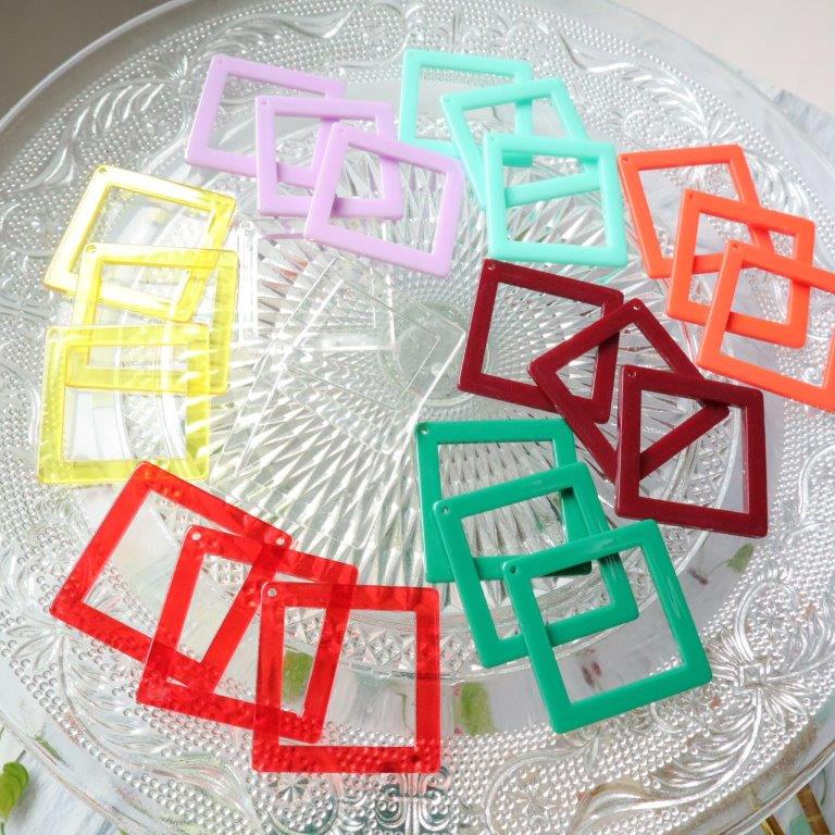 【道後雑貨店】4個 　大ぶりひし形パーツ　 アクリルストーン アクリルビーズ レア インポート 手芸 材..