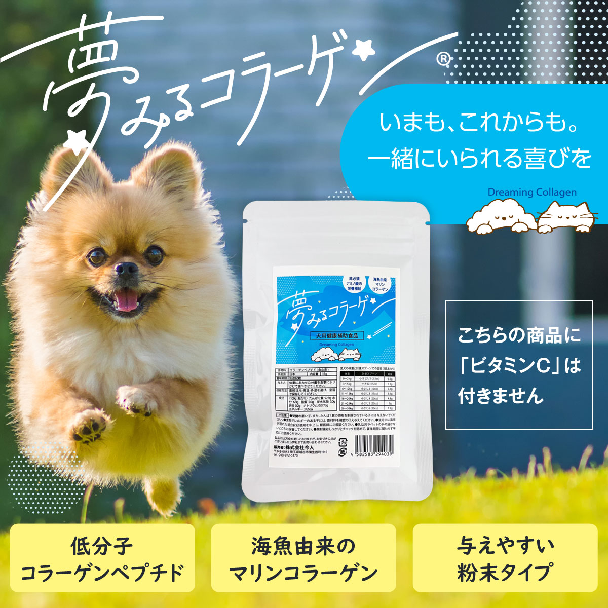 【9/5 要エントリー最大100％ポイントバック】サプリメント 夢みるコラーゲン 犬用 お試しサイズ 15g ペット用 サプリ 毛艶 毛ツヤ 関節 皮膚 被毛 必須アミノ酸 海魚 国産 高齢 無添加 添加物不使用 保存料不使用 コラーゲンパウダー 粉末【Z】 dogparadise-10040639 ドッグパラダイスぷらすニャン サンプル画像3