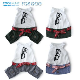 犬 服 犬服 犬の服 クール素材 接触冷感 ひんやり 国内生産 日本製 Dog Peace(ドッグピース） クールMAXめがねプリントカバーオール＆ワンピース クール 接触冷感 ひんやり ウェア クール 夏物