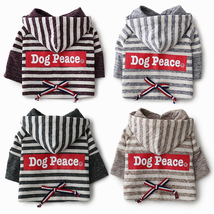 楽天Dog Peace harute【最大800円オフクーポン！】犬 服 犬服 犬の服 Dog Peace（ドッグピース） 国内生産 日本製 メール便可 ボックスロゴボーダーレイヤードパーカー マッチングスタイル対応