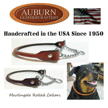 AUBURN 丸革チェーン・ハーフチョークカラー サイズ22大型犬用 丸革ブライドル(馬具)レザー ペット・ペットグッズ 犬用品 首輪 胴輪・リード 首輪 本革 高級 おしゃれ ハーフチョーク しつけ