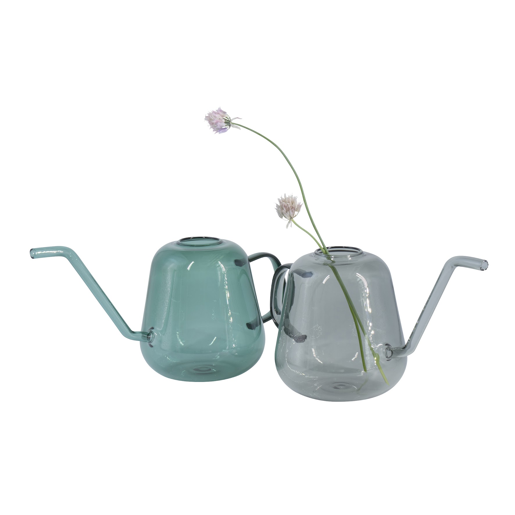 ＼ガラス製じょうろ／まるみのあるフォルムとシックなカラーが珍しいガラス製のジ...