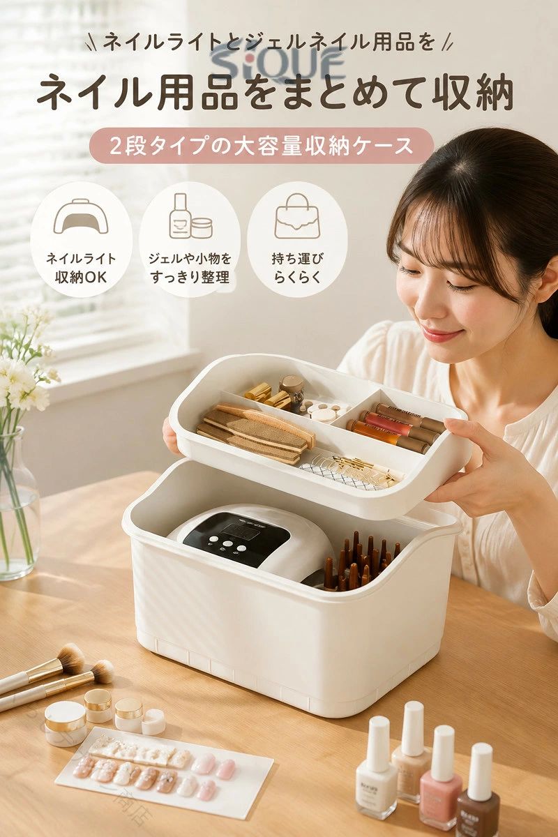 【最大50%オフクーポン】ネイル用品収納ケース 収納ボックス ネイルボックス 2段 ...