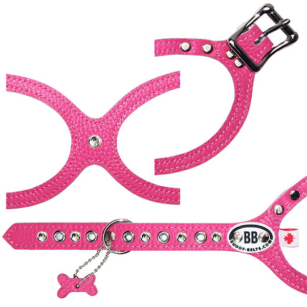 バディベルト ハーネス 胴輪 6号 ラインストーン付 スワロフスキー付 スワロ付 ホットピンク HOT PINK BUDDY BELT BUDDYBELT ペット 犬 レザー 本革 犬 犬用 ドッグ バディーベルト正規輸入代理店 正規店