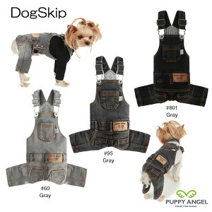 犬用 PAジョージーンデイリーデニムオーバーオール Puppy Angel GEOLGINE(TM) Daily Denim Overall Grey：S,SM,M,ML,L,XLサイズ パピーエンジェル 洋服 ドッグウェア