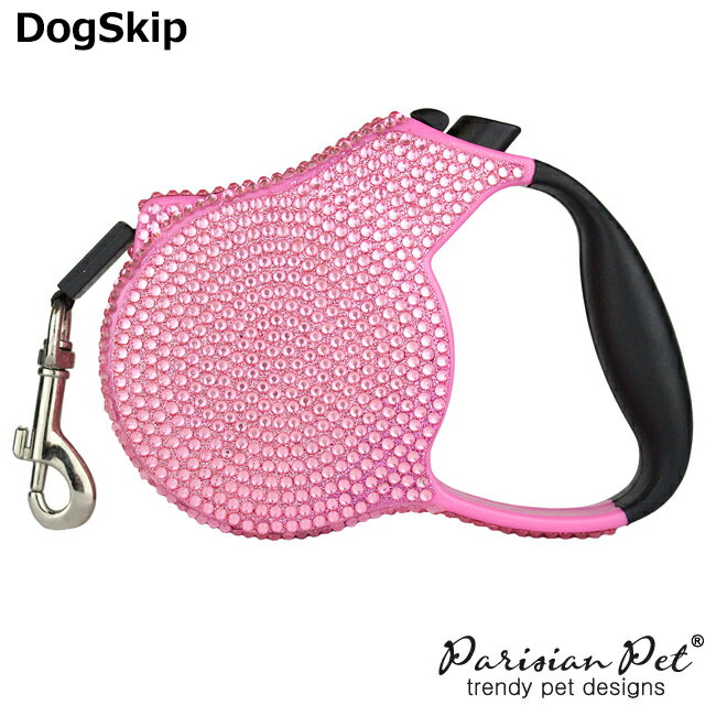 パリジャンペット 伸縮リード ライトピンククリスタル Parisian Pet Gold Paw Crystal Retractable Leash 犬 犬用 dog セレブ