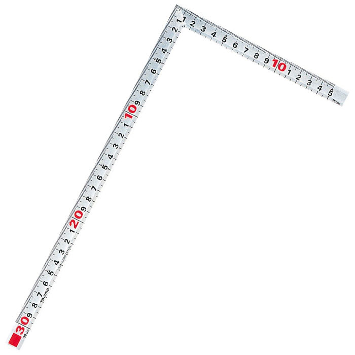 等厚曲尺 同目30cm KA-M3【 用途 】建築用曲尺【 機能 】コーナー部が、厚くないのでけがきがしやすい大きく鮮明な目盛数字採用ですTIG溶接により強度がアップしました【 仕様 】目盛仕様：表　センチ目盛1段30cm目盛仕様：裏　センチ目盛1段30cm外基点・内目盛ネームスペース付【 材質 】本体：ステンレス【 注意事項 】本製品には通電性があります。感電に注意して下さい。製品仕様は予告なく変更する場合がございます。予めご了承ください。