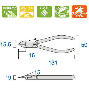 ワカマキ 楽天市場店のフジ矢 プラスチックニッパ(ストレート刃) ［ FPN-125FS ］ 125mm ※沖縄・離島は別途送料が必要｜アングル2