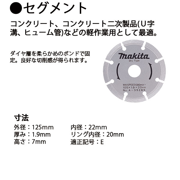 ◆マキタ ダイヤモンドホイール マルチ [ A-31887 ] 外径125mm×内径22mm×リング内径...