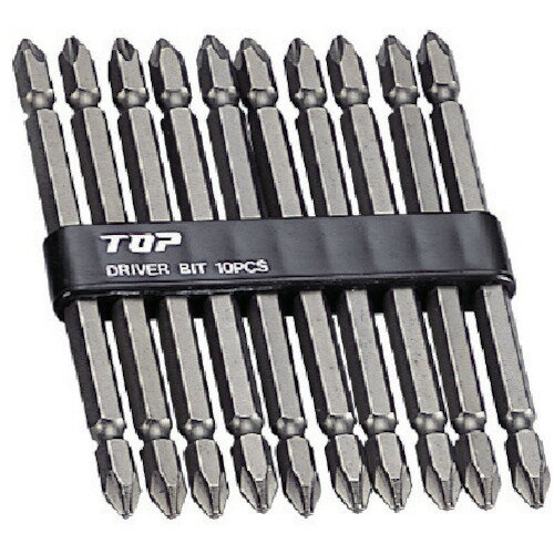 Rakuten - トップ工業 電動ドリル用へクスビット10本組セット（硬さH）（マグネット付） [ DB2-11010 ] 呼び寸法(+)No.2 ※沖縄・離島は別途送料が必要