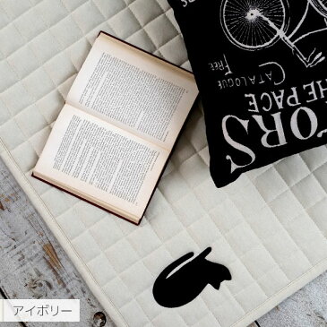 【MAX50%オフ&500円クーポン】スウェットネコワッペンキルト キャットキルト 185×185cm スミノエ 洗濯機で丸洗いOK 裏面滑り止め加工 猫 アイボリー/ライトブルー