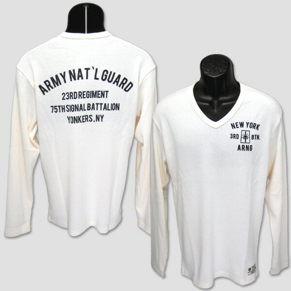 アビレックス　AVIREX　ミリタリープリント・VネックTシャツ "ARMY NATIONAL GUARD" 6143542