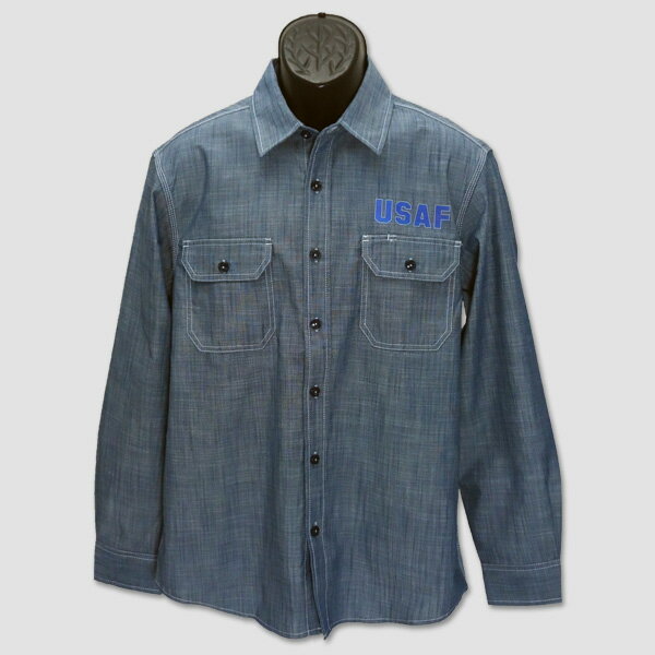 Rakuten - U.A.ミリタリー　“USAF” シャンブレーワークシャツ　“USAF CHAMBRAY WORK SHIRTS” UA17842
