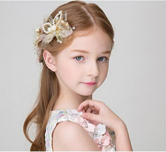 Rakuten - 子供髪飾り リーフ パール 小花モチーフ カチューシャ ウエディング ヘッドドレス フラワーティアラ 女の子用　髪飾り 子供 ピアノ発表会　 ヘアアクセサリー 結婚式 入学式 卒業式コンクール 　パーティー女の子用小物　3個セット