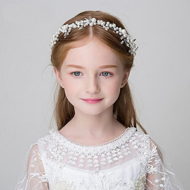 【送料無料】子供髪飾り 花 リーフ パール　 小花モチーフ　 カチューシャ　 ウエディング ヘッドドレス フラワーティアラ 女の子用　髪飾り 子供 ピアノ発表会ヘアアクセサリー　結婚式　演奏会　 コンクール　アクセサリー