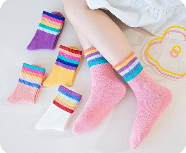 Rakuten - 【送料無料・5足セット】子供靴下女の子靴下　キッズ 子供 入学式 卒園式　ピアノ発表会　ソックス 子供 虹柄　 ソックス 靴下 フォーマルソックス こども 靴下 くるぶし キッズ ホワイト ピンク　ジュニア　ソックス 5色　5足セット