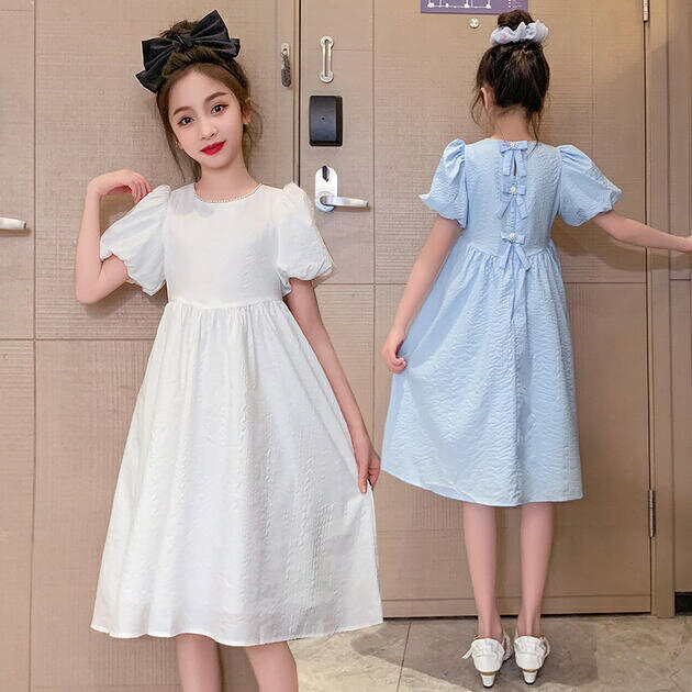 Rakuten - 【在庫処分セール】【送料無料】子供ワンピース　女の子レースドレス　女の子ドレス　女の子夏服　子供服　ホワイト　ブルー　140cm　150cm