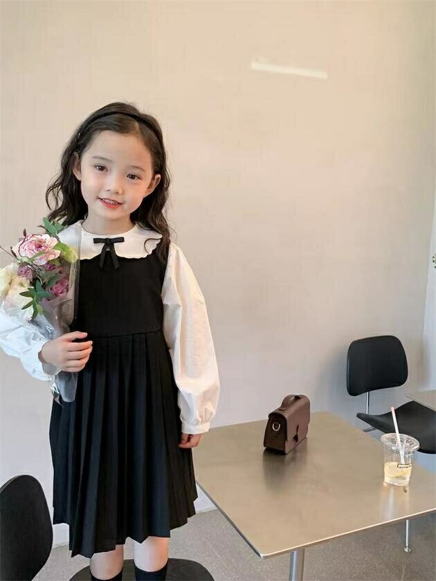 Rakuten - 【送料無料】子供ジャンパースカート 2点セット 子供スーツ キッズスーツ 子供服 中学生 小学生　ワンピース ピアノ発表会　卒園式 アンサンブルスーツ 受験 七五三 冠婚葬祭 入学式 卒業式 学園祭 文化祭JK制服 濃紺　100cm~140cm