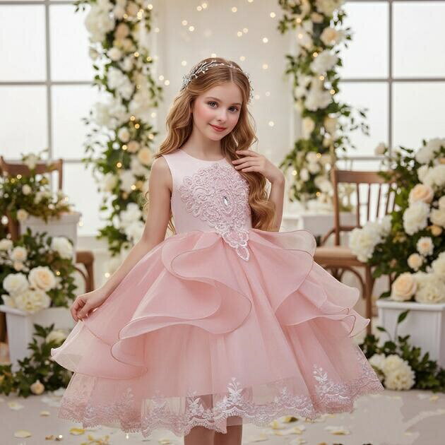 Rakuten - 子供ドレス　ピアノ発表会ドレス　子供フォーマルドレス　フラワーガール　女の子ドレス　プリンセスドレス　七五三撮影ドレス　スコンクールドレス　演奏会　お誕生会　結婚式　キッズドレス　ゴールド　レッド　ピンク　イエロー　100cm ~150cm