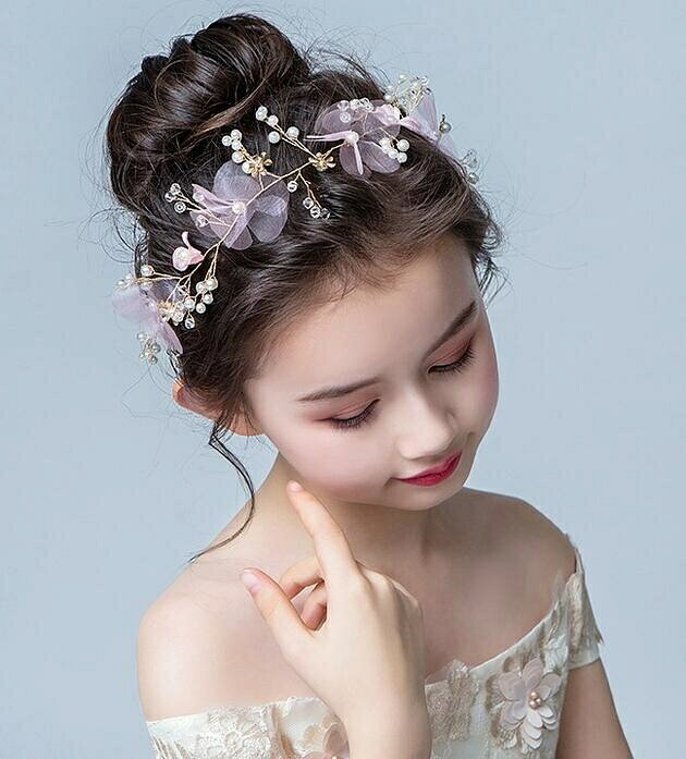 どぅいっとストアの【10%OFFクーポン】【送料無料】子供髪飾り 花 リーフ パール 小花モチーフ カチューシャ ウエディング ヘッドドレス フラワーティアラ 女の子用 髪飾り 子供 ピアノ発表会 ヘアアクセサリー 結婚式 入学式 卒業式 コンクール パーテ｜アングル3