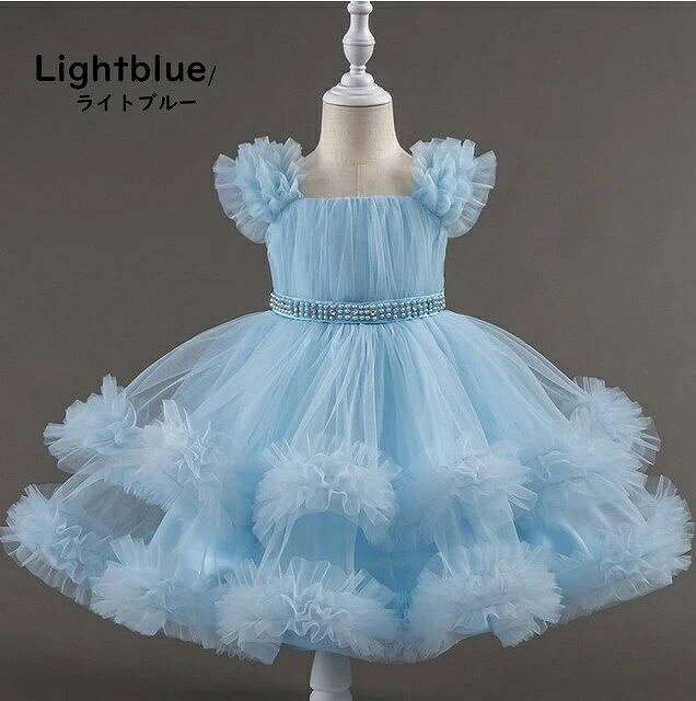 Rakuten - 子供ドレス　ピアノ発表会ドレス　子供フォーマルドレス　フラワーガール　女の子ドレス　プリンセスドレス　七五三撮影ドレス　スコンクールドレス　演奏会　お誕生会　結婚式　キッズドレス　ブルー　ゴールド　ピンク　90cm ~140cm
