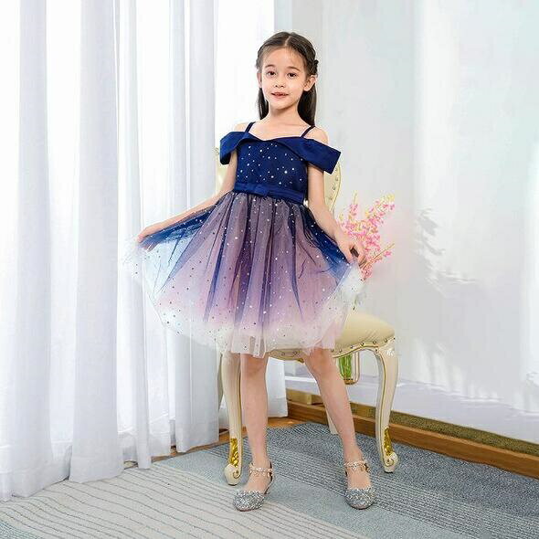 Rakuten - 子供ドレス　ピアノ発表会ドレス　子供フォーマルドレス　フラワーガール　パープル　レッド　グリーン　ピンク　ブルー　女の子ドレス　プリンセスドレス　七五三撮影ドレス　スコンクールドレス　演奏会　お誕生会　結婚式　キッズドレス　100cm ~150cm
