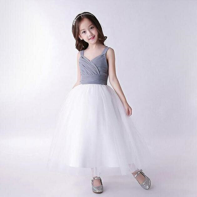 Rakuten - 【在庫処分セール】子供ドレス　女の子ドレス　ピアノ発表会ドレス　子供フォーマルドレス　フラワーガール　グレー　女の子花ドレス　プリンセスドレス　七五三 撮影ドレス　お誕生会　結婚式ドレス　コンクールドレス　130cm　140cm