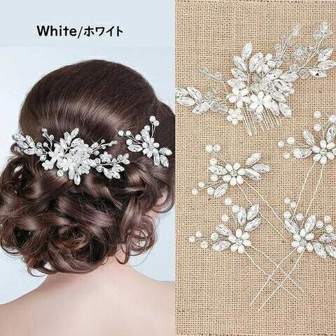 Rakuten - 【送料無料】子供髪飾り 花 リーフ パール　小花モチーフ カチューシャ ウエディング ヘッドドレス フラワーティアラ 女の子用　髪飾り 　子供 ピアノ発表会アクセサリー ヘアアクセサリー結婚式　七五三撮影アクセサリー　コンクール女の子用小物　5個セット