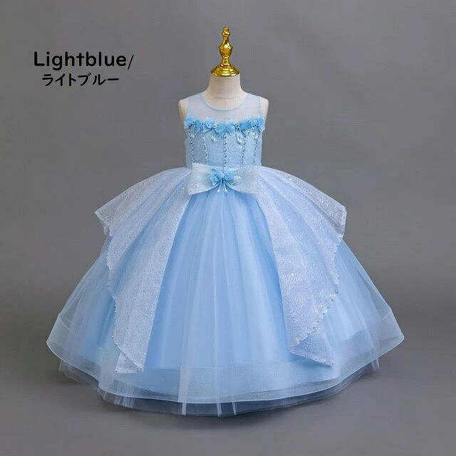 Rakuten - 【6/4スーパーセール限定ポイント10倍】子供ドレス　ピアノ発表会ドレス　子供フォーマルドレス　フラワーガール　女の子ドレス　プリンセスドレス　七五三撮影ドレス　スコンクールドレス　演奏会　お誕生会　結婚式　キッズドレス　ピンク　ゴールドブルー110cm ~130cm