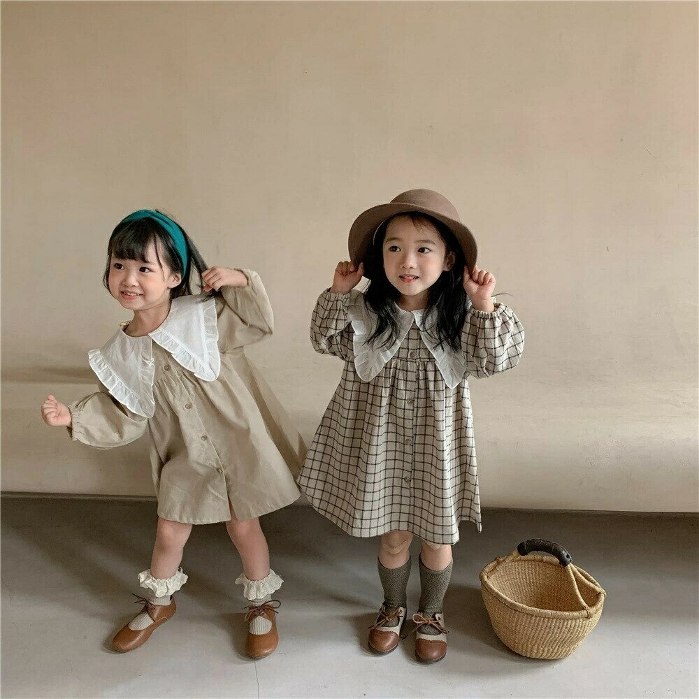 Rakuten - 2カラー　キッズ　ビックカラークラシックワンピース　韓国子供服　80cm〜130cm