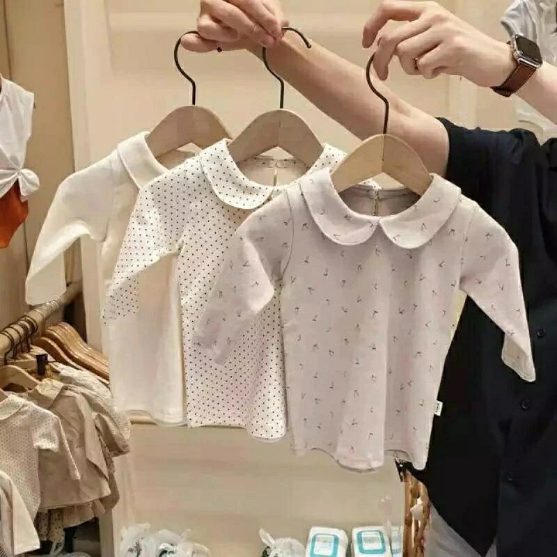 Rakuten - 3種類　女の子　丸襟　長袖　カットソー　韓国子供服　70cm〜100cm