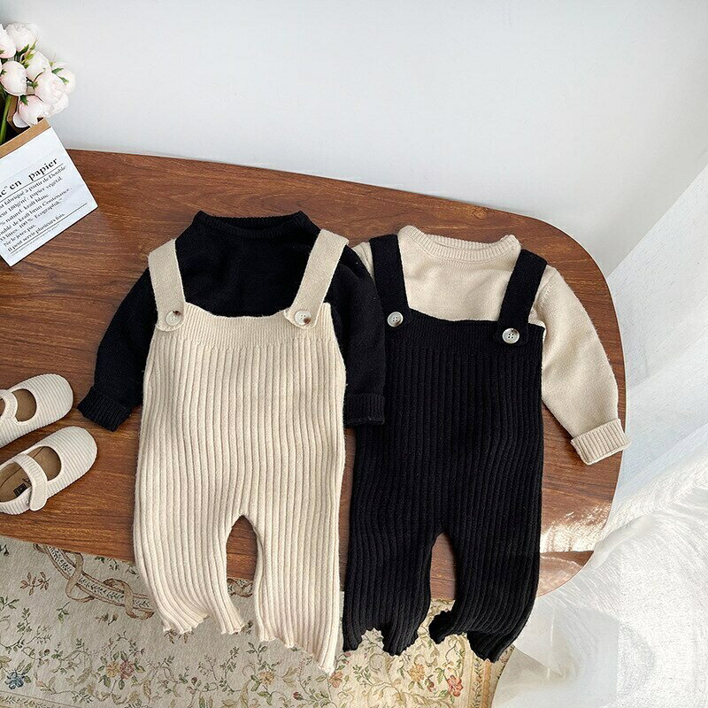 Rakuten - 2カラー　キッズ　ニットオーバーオール　韓国子供服　66cm〜100cm